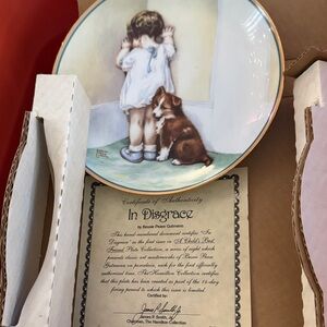 Decorative Plate with Child and Dog Design